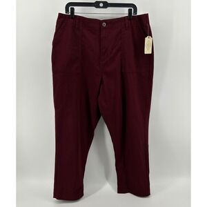 St Johns Bay Autumn Burgundy Straight Leg Pants 18P NWT Casual Officewear Fall